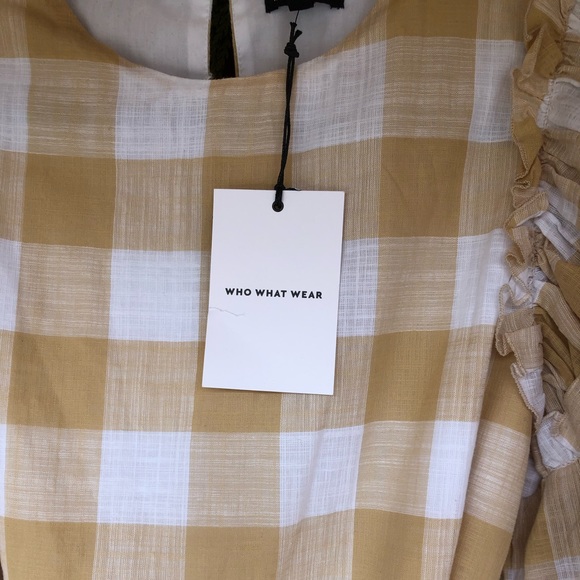 NWT - Who What Wear - Yellow & White Gingham Dress with ruffle sleeves - Picture 8 of 9